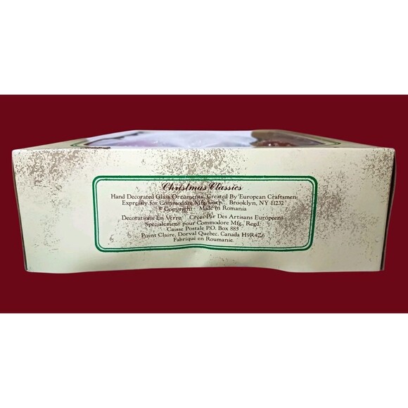 Vtg Christmas Classics Blown Glass Teardrop Ornaments Set Hand Decorated Romania - Picture 4 of 4